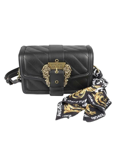 Jean Scarf Baroque Buckle Logo Shoulder Bag Black - VERSACE - BALAAN 1