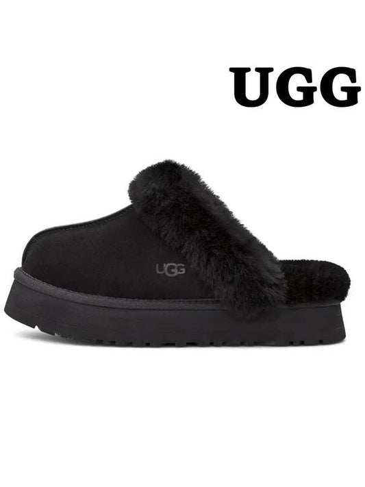 Women's Diskett Fleece Platform Slippers Black - UGG - BALAAN 2