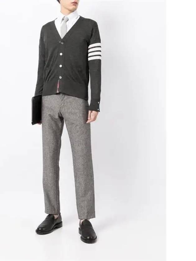 Men's Sustainable Classic Diagonal Wool Cardigan Dark Grey - THOM BROWNE - BALAAN 6