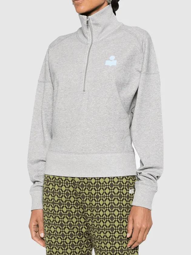 Ross Stand-Up Collar Short Cotton Sweatshirt Grey Ice Blue - ISABEL MARANT - BALAAN 3