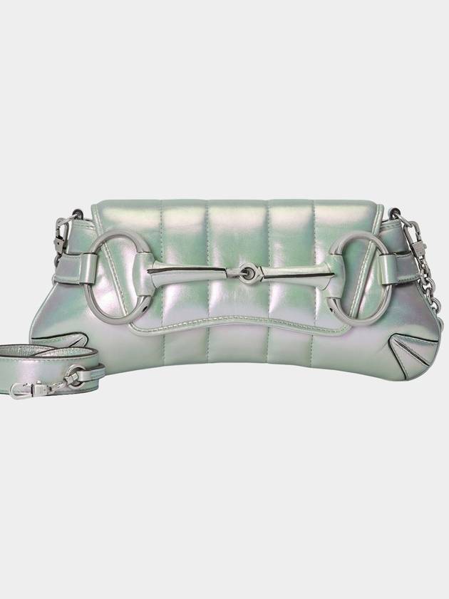 Horsebit Chain Small Green Iridescent Leather 764339 - GUCCI - BALAAN 1