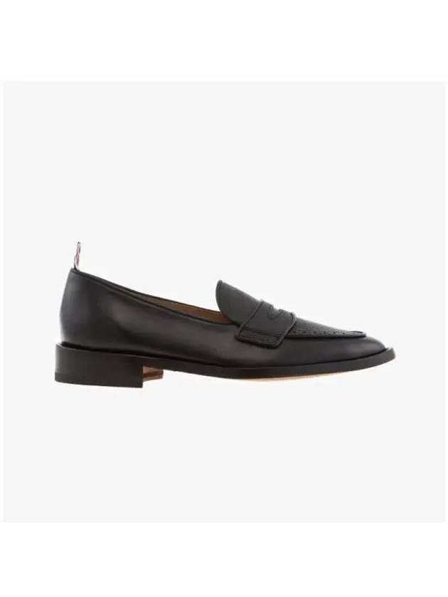 Men's Vitello Flexible Leather Sole Soft Penny Loafer Black - THOM BROWNE - BALAAN 3