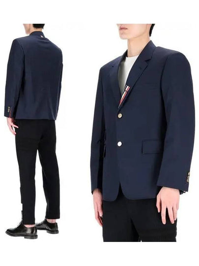 Typewriter Cloth Grosgrain Placket Sport Jacket Navy - THOM BROWNE - BALAAN 2