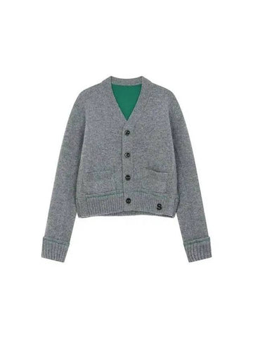 Women's color combination cashmere knit cardigan melange gray 270957 - SACAI - BALAAN 1