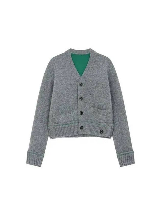 Women's color combination cashmere knit cardigan melange gray 270957 - SACAI - BALAAN 1