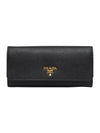 Metal Logo Saffiano Long Wallet Black - PRADA - BALAAN 1