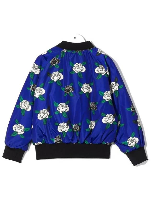 Kids Floral Pattern Bomber Jacket Blue 22210109 60 - MINI RODINI - BALAAN 3