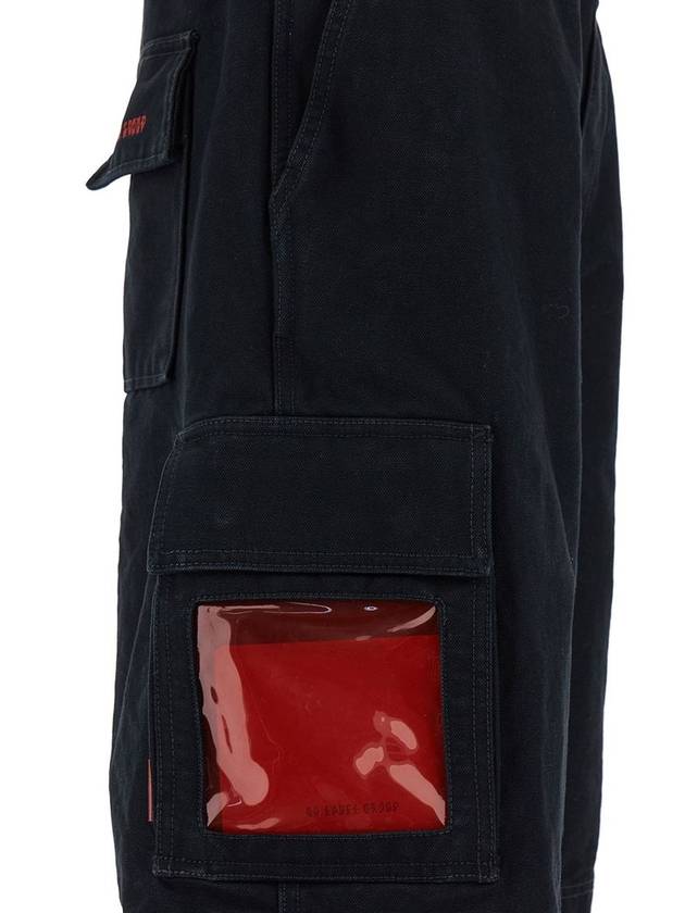 Black Cargo Bermuda Shorts With Logo Embroidery In Cotton Man - 44 LABEL GROUP - BALAAN 3