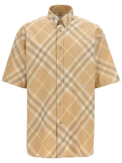 Check Short Sleeve Shirt Beige - BURBERRY - BALAAN 2