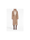 Wool Belt Long Single Coat Beige - SALVATORE FERRAGAMO - BALAAN 3