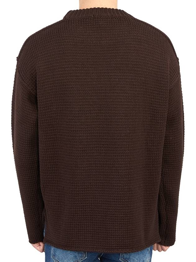 Crew Neck Wool Knit Top Brown - TEN C - BALAAN 5