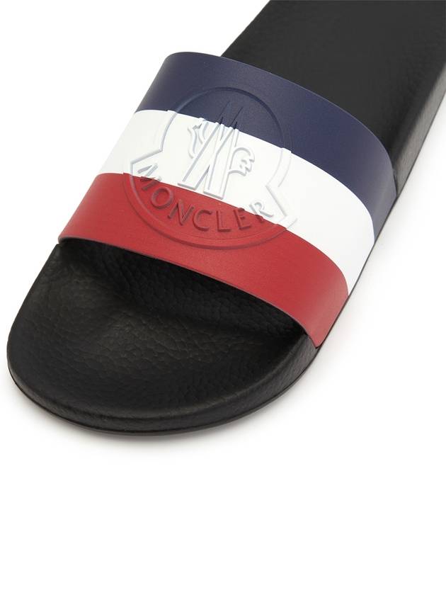 Basil Logo Striped Slippers Black - MONCLER - BALAAN 8