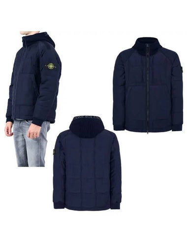 Wappen Patch Quilted Cupro Cotton Zip Up Hoodie Navy - STONE ISLAND - BALAAN 1