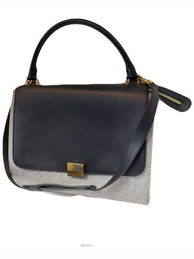 Trapeze Medium Black Gray Shoulder Bag - CELINE - BALAAN 2