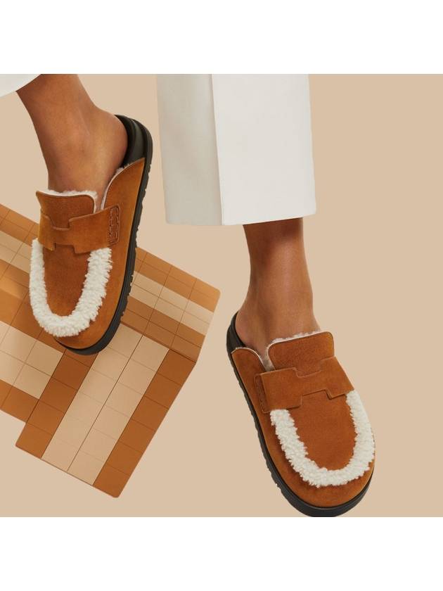 Fleece Suede Shearling Mule Uggs - HERMES - BALAAN 7