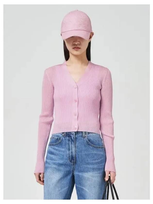 See through ribbed V neck spring fall cardigan pink domestic product GM0023112872772 - JUUN.J - BALAAN 1