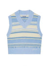 Striped Soft Wool Gilet Vest Light Blue - GANNI - BALAAN 2