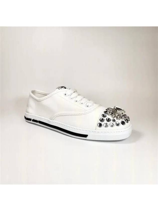 Jewelry Toe Cap Sneakers White - MIU MIU - BALAAN.