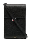 Three Stripes Strap Leather Phone Case Black - THOM BROWNE - BALAAN 2