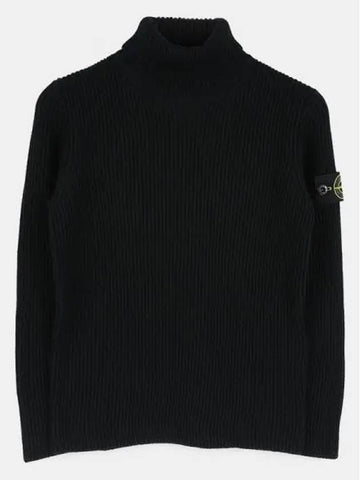 Stone Kids Waffen Patch Turtleneck Ribbed Knit Black 7516514A3 V0029 270185 1064208 - STONE ISLAND - BALAAN 1