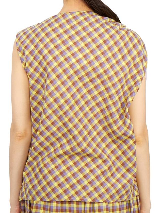 Veronica Plaid Ruched Sleeveless Pink - TORY BURCH - BALAAN 5