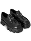 Monolith Brushed Leather Loafers Black - PRADA - BALAAN 4