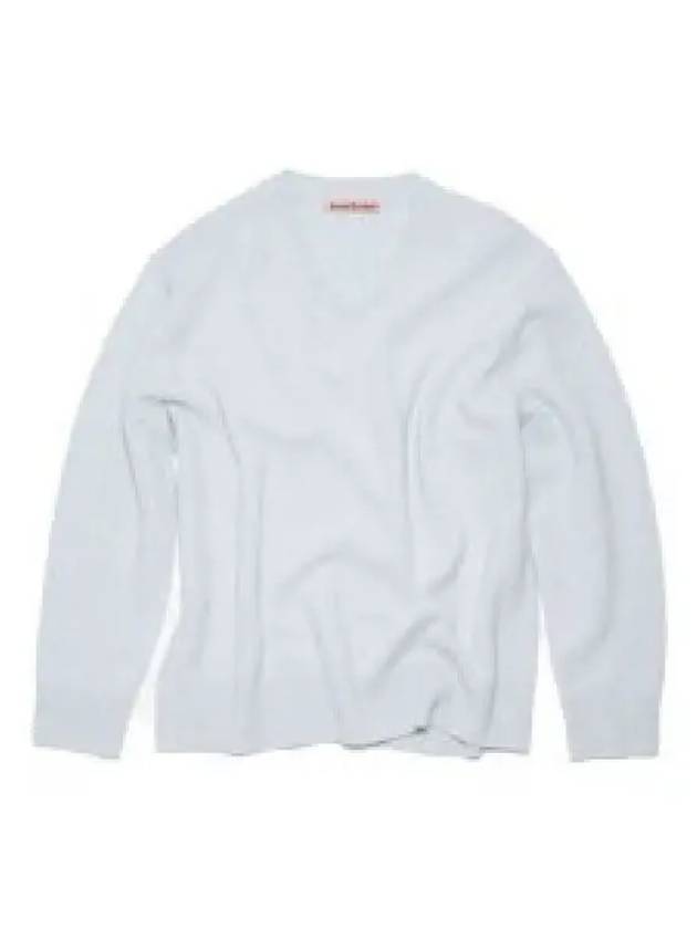 V-neck Wool Cashmere Knit Top Light Blue - ACNE STUDIOS - BALAAN 2