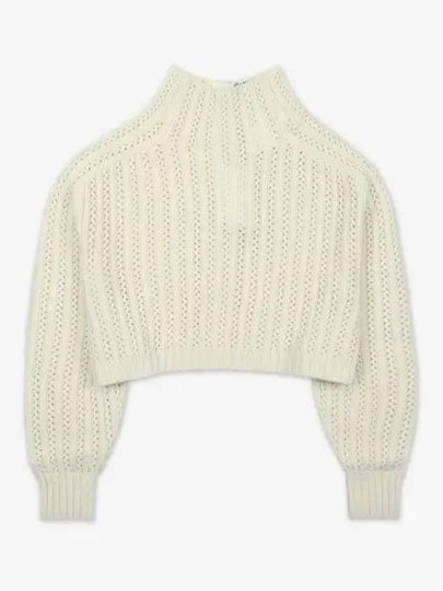 High Neck Back Button Crop Knit Top White - MAX MARA - BALAAN 2