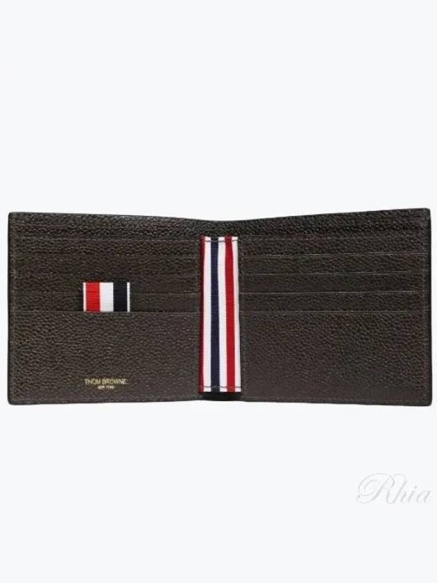 Pebble Grain Leather Half Wallet Dark Brown - THOM BROWNE - BALAAN 2