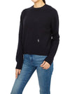 Embroidered Logo Crew Neck Cashmere Knit Top Navy - SPORTY & RICH - BALAAN 6