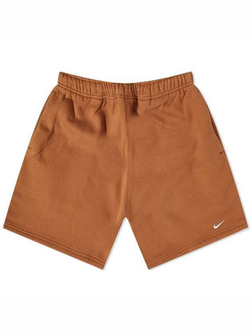 NRG Solo Swoosh Fleece Shorts Brown - NIKE - BALAAN 1