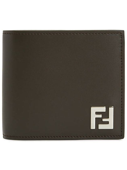 FF Square Leather Bi-Fold Half Wallet Brown - FENDI - BALAAN 2