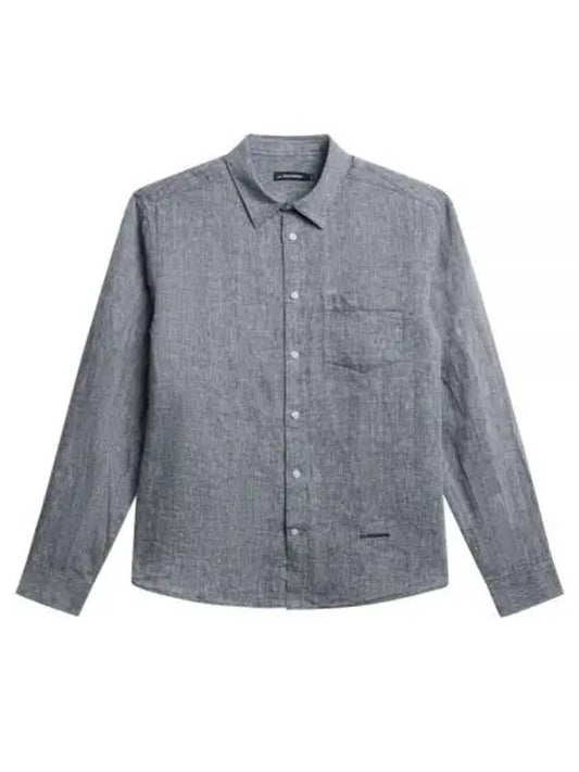 SLIM LS LINEN MELANGE SHIRT FMST10240 6855 Men's slim long sleeve linen melange shirt - J.LINDEBERG - BALAAN 2