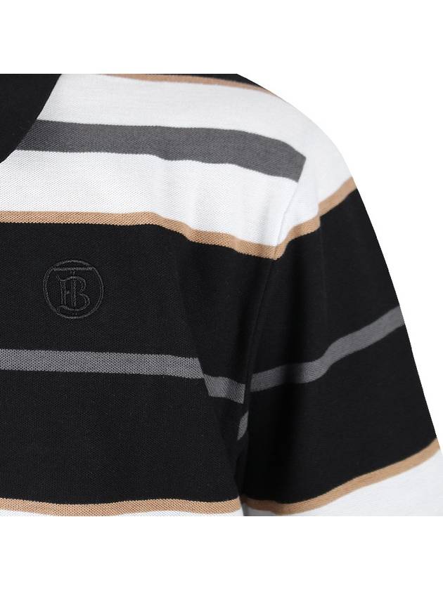 Men's Striped Cotton Short Sleeve PK Shirt Black White - BURBERRY - BALAAN 7