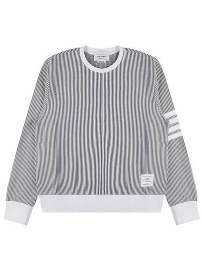 Seersucker Loopback 4 Bar Crew Neck Sweatshirt Light Grey - THOM BROWNE - BALAAN 2