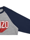 Logo Print Cotton Long Sleeve T-shirt Blue Grey - KENZO - BALAAN 6