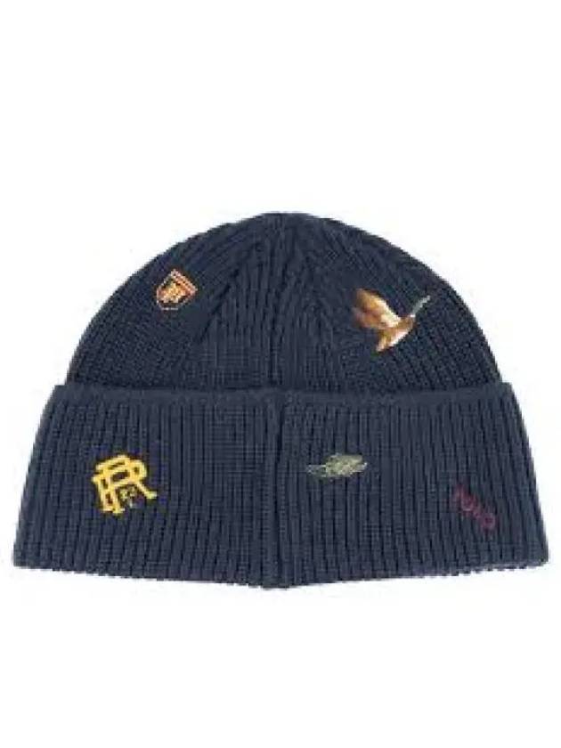 Embroidered detail wool blend beanie navy 1236815 - POLO RALPH LAUREN - BALAAN 1