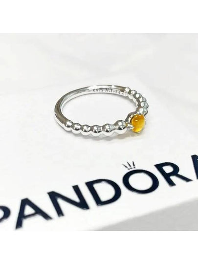 Birthstone Honey Beaded Ring Yellow Silver - PANDORA - BALAAN 2