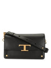 T Monogram Leather Shoulder Bag Black - TOD'S - BALAAN 2