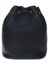 Logo Flo Leather Bucket Bag Black - PRADA - BALAAN 5