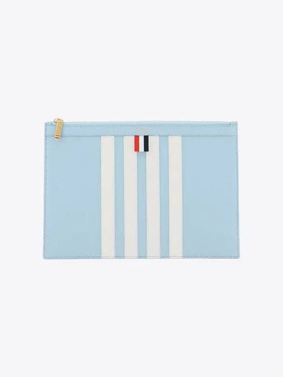 4-Bar Leather Clutch Bag Blue - THOM BROWNE - BALAAN 2