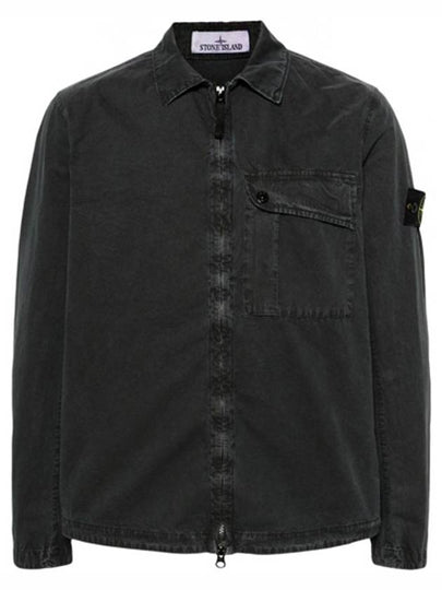 Old Treatment Garment Dyed Overshirt Jacket Charcoal - STONE ISLAND - BALAAN 2