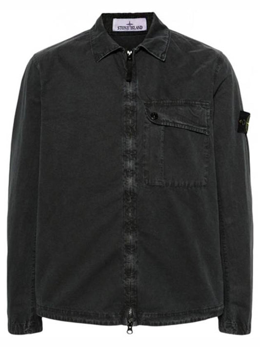 Old Treatment Garment Dyed Overshirt Jacket Charcoal - STONE ISLAND - BALAAN 2