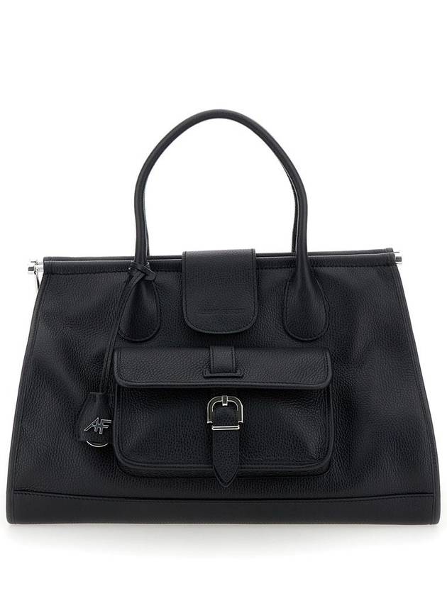 Black Handbag With Af Logo In Grained Leather Woman - ALBERTA FERRETTI - BALAAN 1