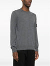 Regular Fit Crew Neck Wool Knit Top Grey - STONE ISLAND - BALAAN 4