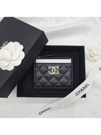 24S zipper card wallet holder black gold caviar AP3975 - CHANEL - BALAAN 2