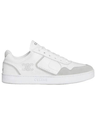 CT 10 Trainer Lace Up Suede Calfskin Low Top Sneakers White - CELINE - BALAAN 2