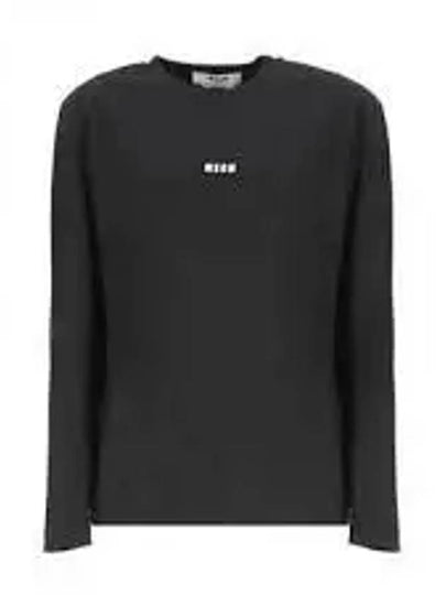 Micro Logo Print Long Sleeve T-Shirt Black - MSGM - BALAAN 2