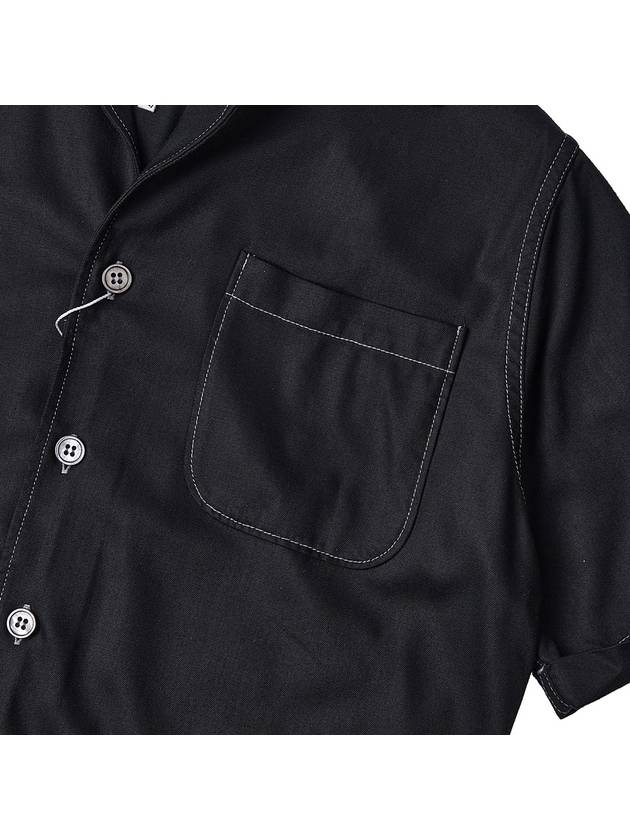 Back Stitch Pocket Viscose Short Sleeve Shirt Black - MAISON MARGIELA - BALAAN 7