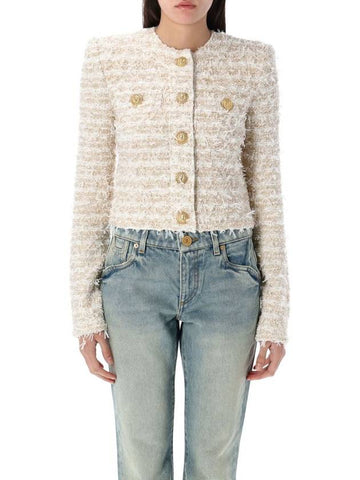 Balmain Cropped Tweed Jacket - BALMAIN - BALAAN 1